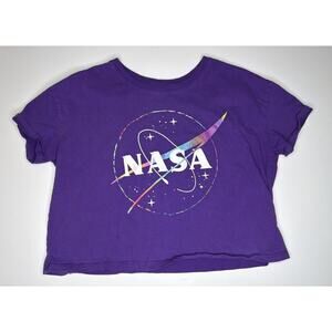 NASA Purple Cropped Top T-shirt Women’s Size Large Retro